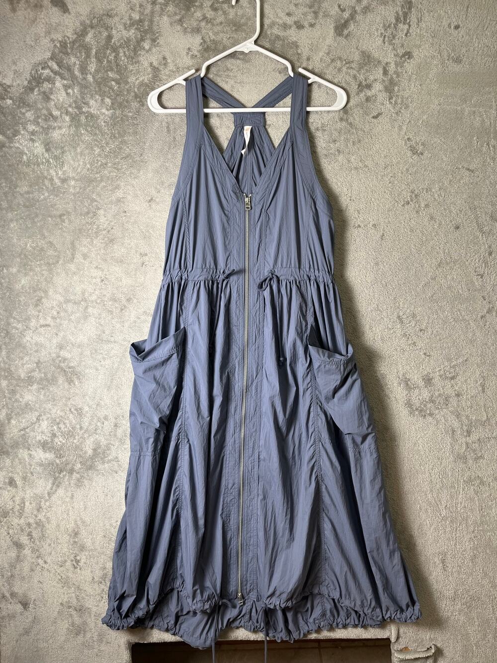 Daily Practice Free Fall Utility Dress Zip Front Pockets Drawstring Parachute S
